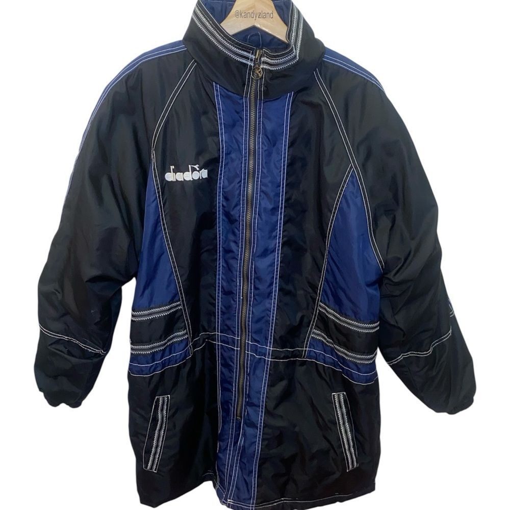 DIADORA Mens Vintage Blue Black Jacket